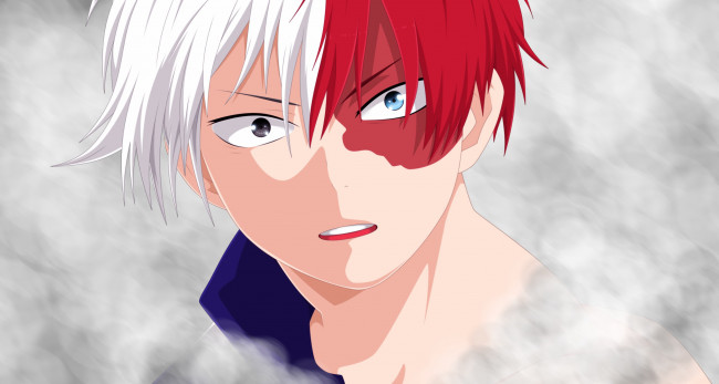 Обои картинки фото аниме, boku no hero academia, my, hero, academia, powerful, shouto, todoroki, boku, no, oriental, japanese, asiatic, asian, ice, by, parokas, boy, manga, fire, strong, yuusha, anime