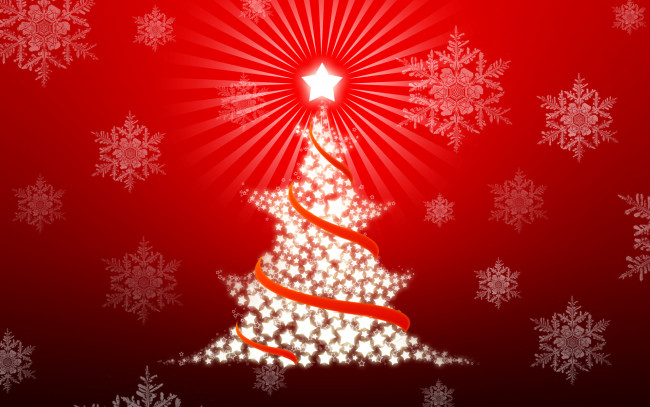Обои картинки фото праздничные, векторная графика , новый год, елка, снежинки, фон