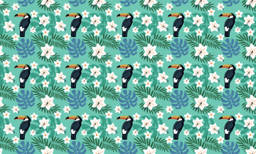 Картинка векторная+графика животные+ animals цветы птицы тропики тукан