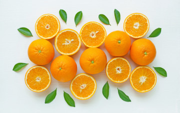 обоя еда, цитрусы, fresh, фрукты, апельсины, leaves, листики, fruits, orange