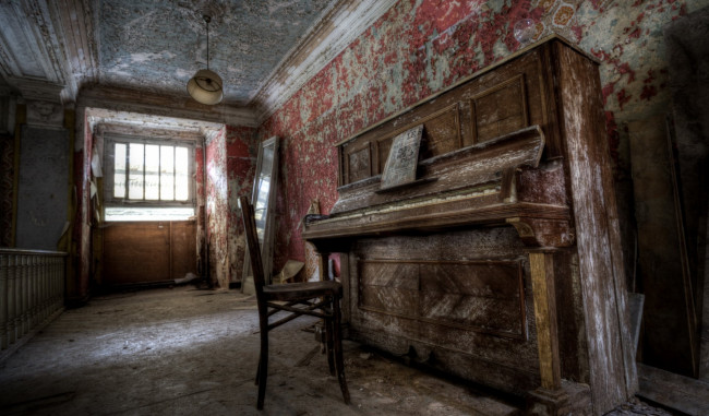 Обои картинки фото музыка, -музыкальные инструменты, стул, окно, комната, пианино