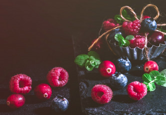 обоя еда, фрукты,  ягоды, черника, малина