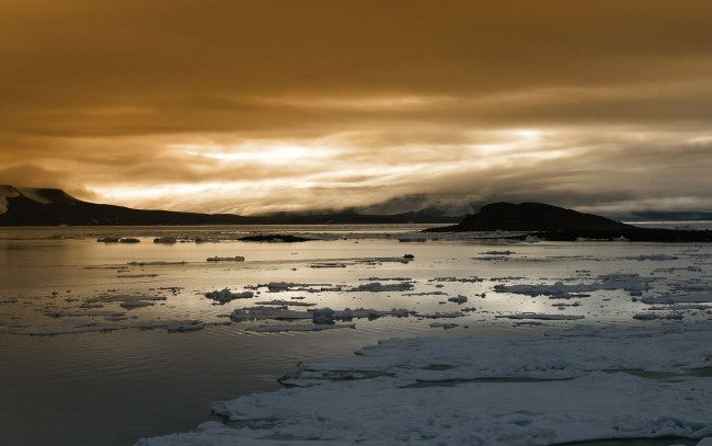 Обои картинки фото arctic, sunset, природа, восходы, закаты