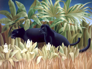 Картинка рисованные животные пантеры