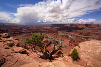 Картинка природа горы каньон облака небо река