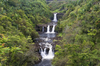 Картинка природа водопады каскад водопад река лес гавайи