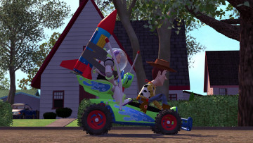 Картинка мультфильмы toy+story космонавт машина игрушка ковбой ракета улица дом