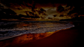 Картинка природа побережье камни ночь море облака