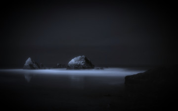 Картинка природа побережье ночь пляж море камни