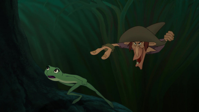 Обои картинки фото мультфильмы, the princess and the frog, бандит, растение, человек, лягушка