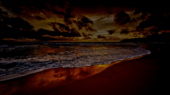 Обои картинки фото природа, побережье, камни, ночь, море, облака