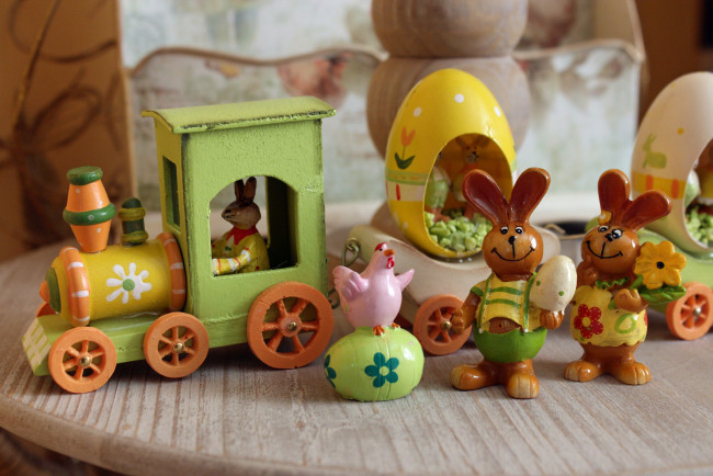 Обои картинки фото разное, сувениры, пасхальные, яйца, зайцы, декор, праздник