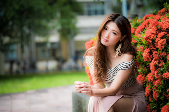 Картинка девушки -unsort+ азиатки брюнетка wallhaven женщины цветы украшения длинные волосы