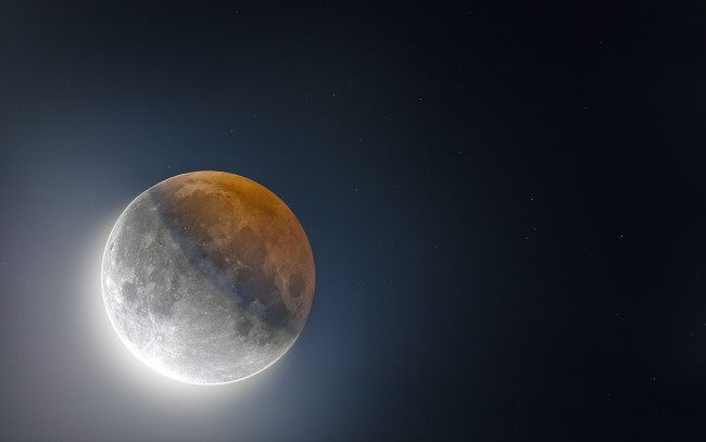 Обои картинки фото космос, луна, затмение