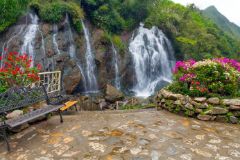 Картинка tien+sa+waterfall vietnam природа водопады tien sa waterfall