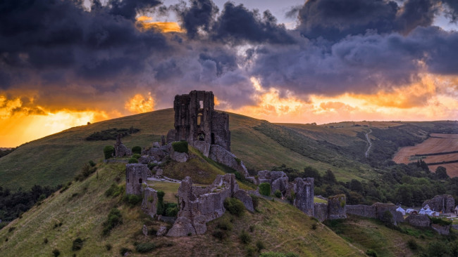 Обои картинки фото corfe castle, города, замки англии, corfe, castle