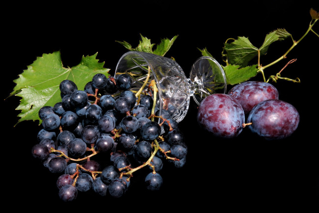 Обои картинки фото еда, фрукты,  ягоды, виноград, сливы