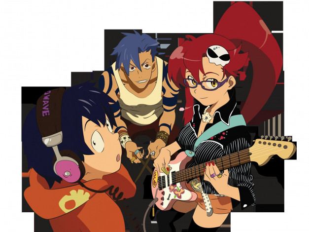 Обои картинки фото аниме, tengen, toppa, gurren, lagann, yoko, littner, simon, kamina