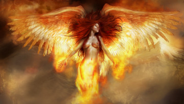 Картинка фэнтези ангелы огонь