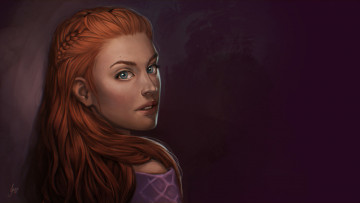 Картинка рисованное люди волосы девушка арт лицо взгляд рыжая фон