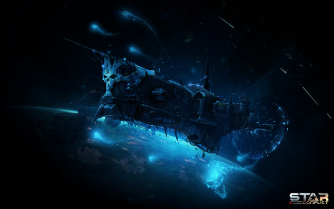 Обои картинки фото видео игры, star conflict, вселенная, полет, космический, корабль