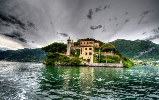 Обои картинки фото города, замки италии, lake, como, hdr, villa, del, balbianello, италия, lenno