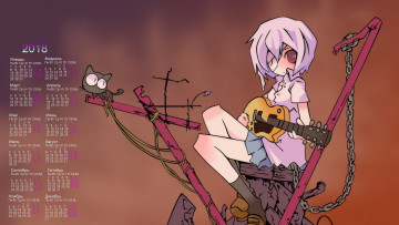 Картинка календари аниме гитара девочка цепь кошка