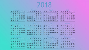 обоя календари, рисованные,  векторная графика, 2018, календарь, фон