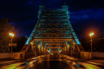 Картинка города дрезден+ германия мост вечер огни