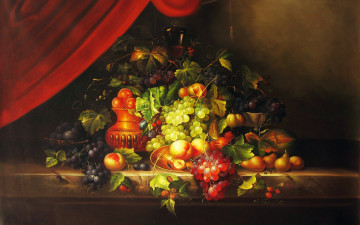 обоя рисованные, еда, натюрморт, фрукты