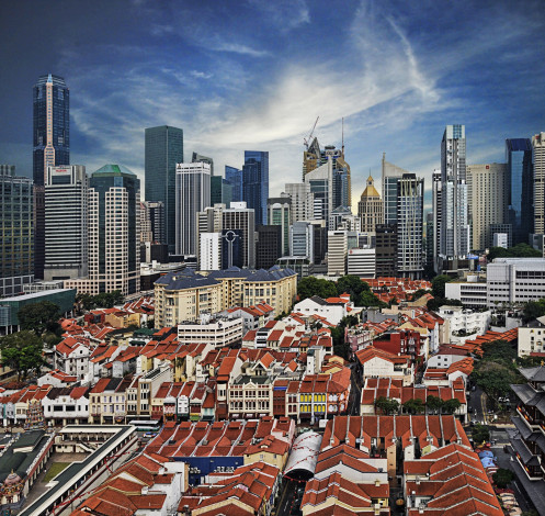 Обои картинки фото города, сингапур, контраст, китай-город