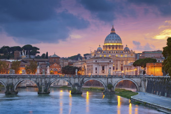 Картинка rome города рим +ватикан+ италия река мост собор