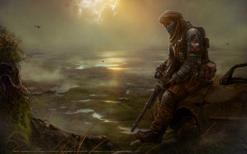 Картинка фэнтези люди воин солдат снайпер иной мир болота