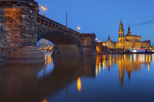 Обои картинки фото dresden, города, дрезден , германия, река, мост, здания
