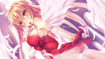 Картинка аниме ангелы +демоны девушка арт dk senie ангел крылья леденец конфета
