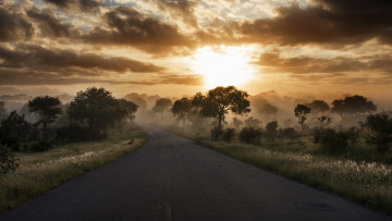 Картинка природа восходы закаты небо дорога утро