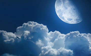 обоя космос, луна, небо, тучи, облака
