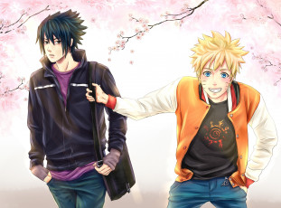 Картинка аниме naruto сакура art sasuke весна друзья