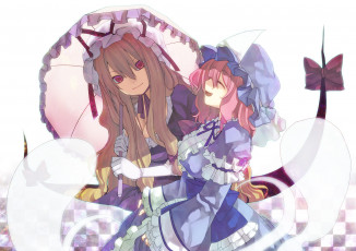 Картинка аниме touhou взгляд фон девушки