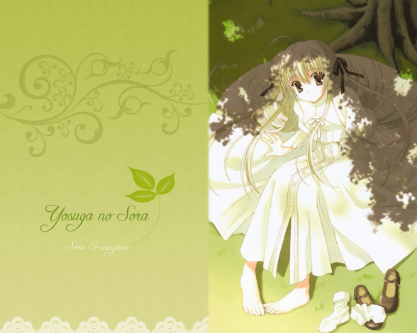 Обои картинки фото аниме, yosuga no sora, фон, взгляд, девушка