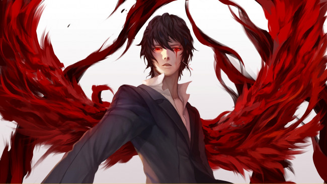 Обои картинки фото аниме, noblesse, парень, кровь, крылья, демон