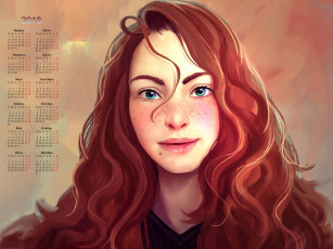 Картинка календари рисованные +векторная+графика лицо девушка взгляд