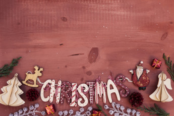 Картинка праздничные -+разное+ новый+год праздник надпись снежинки фон дед мороз игрушки