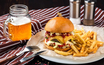 Картинка еда бутерброды +гамбургеры +канапе пиво фри картофель гамбургер