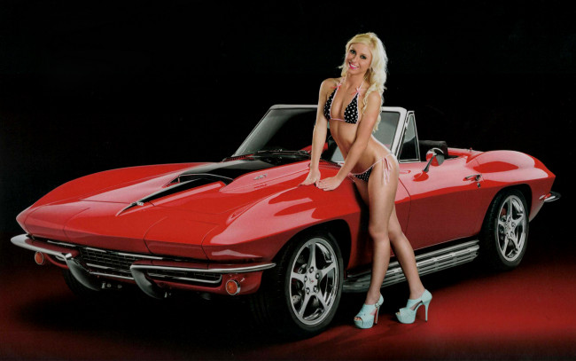 Обои картинки фото автомобили, -авто с девушками, corvette
