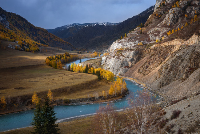 Обои картинки фото природа, реки, озера, павел, силиненко, река, скалы, горы, осень, Чуя, алтай