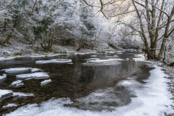 Картинка природа реки озера снег лес река