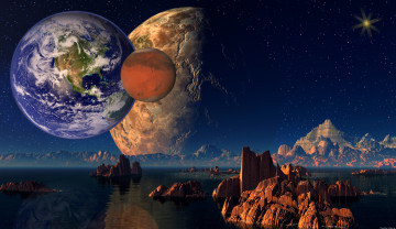 Картинка 3д+графика атмосфера настроение+ atmosphere+ +mood+ планеты космос звезды