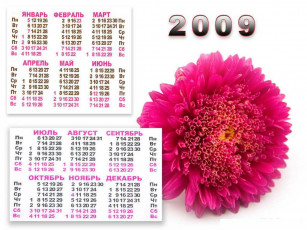 обоя календарь, 2009, календари, цветы