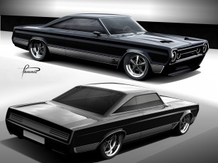 Картинка 1966 plymouth pro touring concept автомобили векторная графика